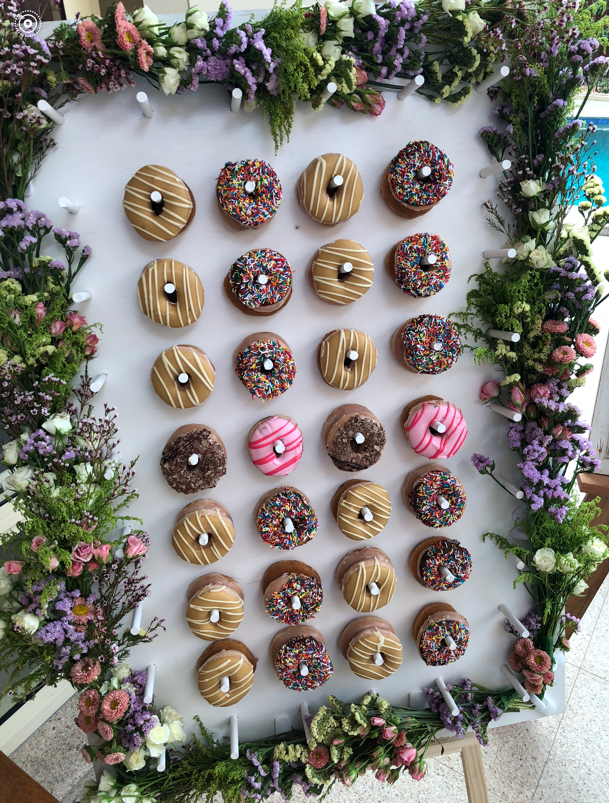 Donut wall with flowers