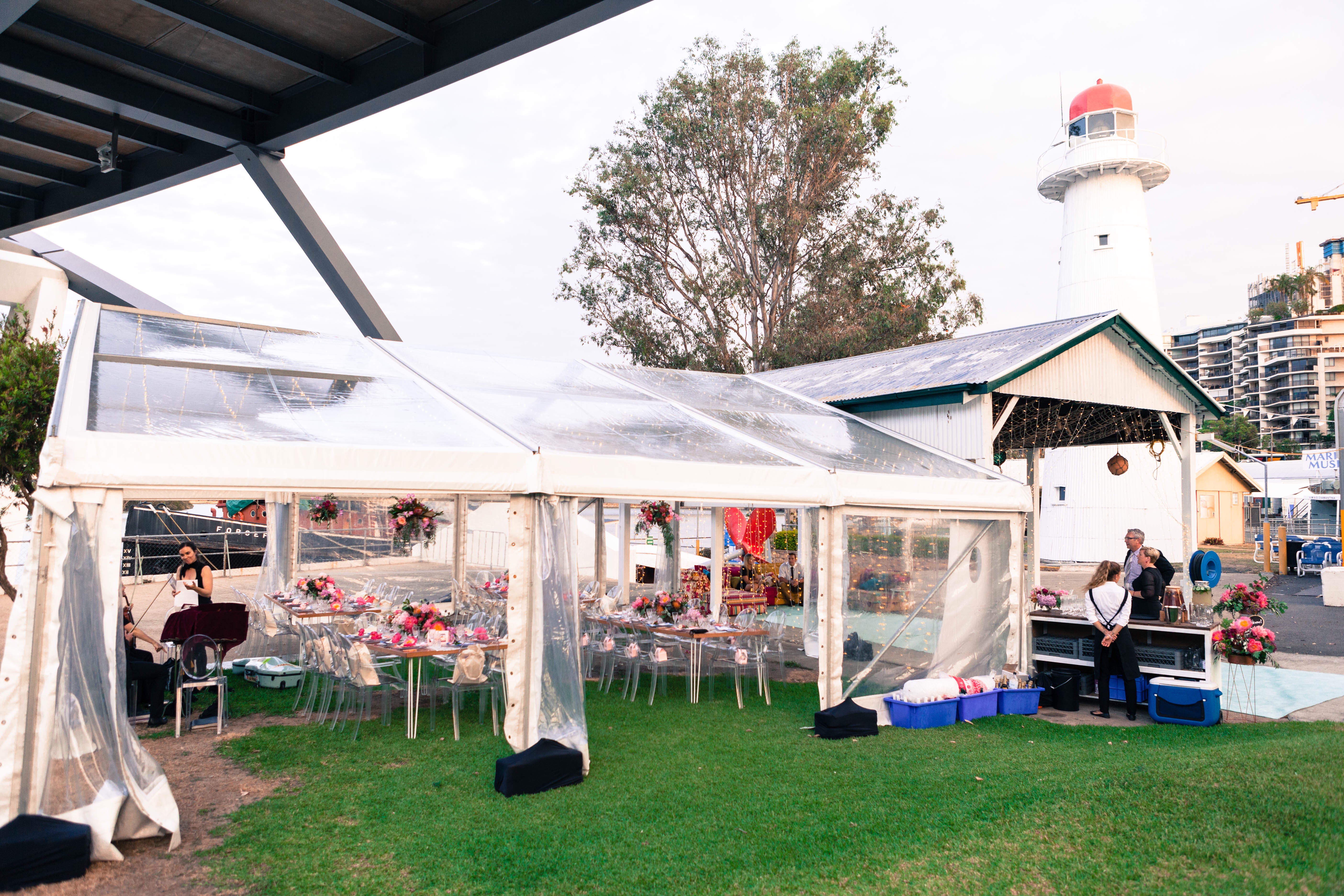 A marquee and shelter for a party