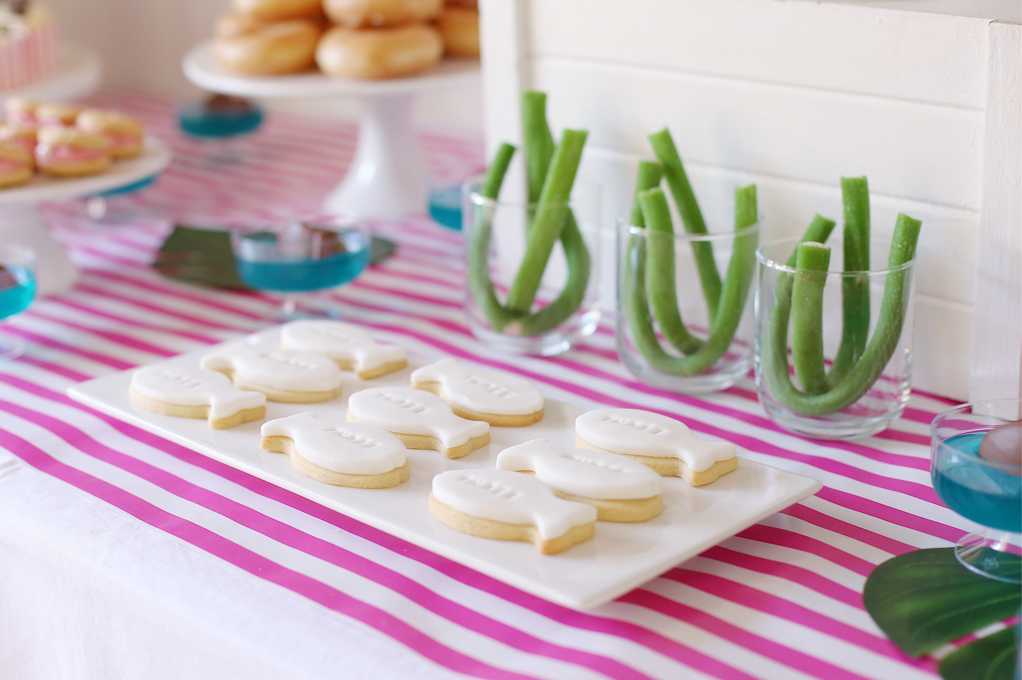 Party dessert table with fish cookies. 