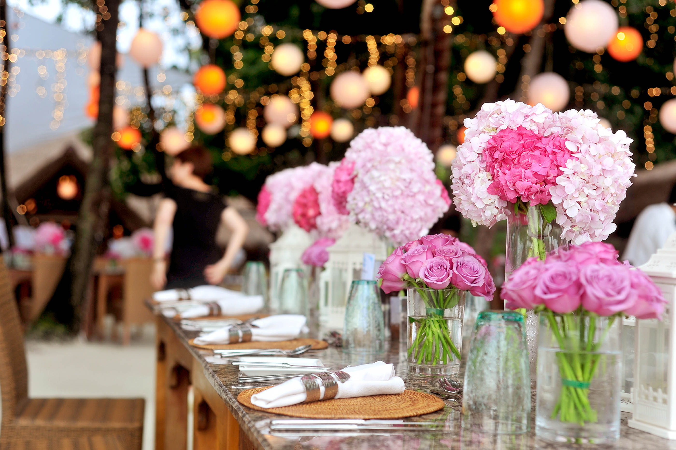 Table decorated with flowers