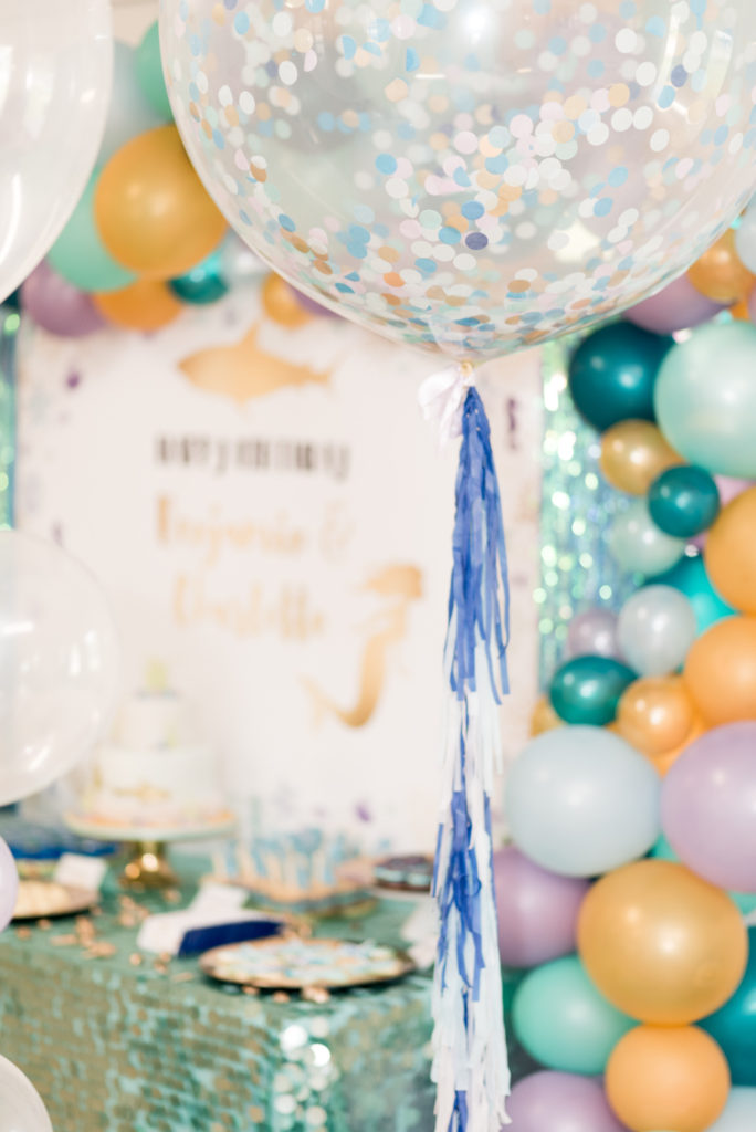 Confetti balloons and balloon garland