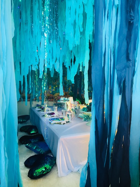 Table at an underwater cave party