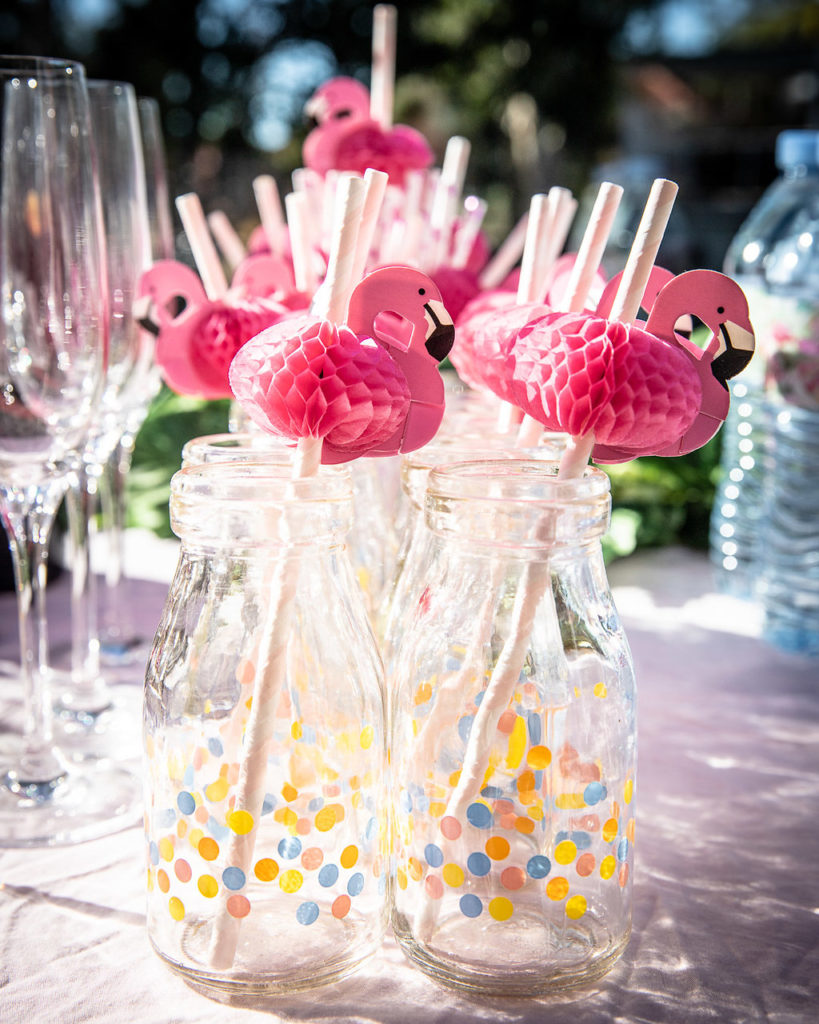 Flamingo decorated straws