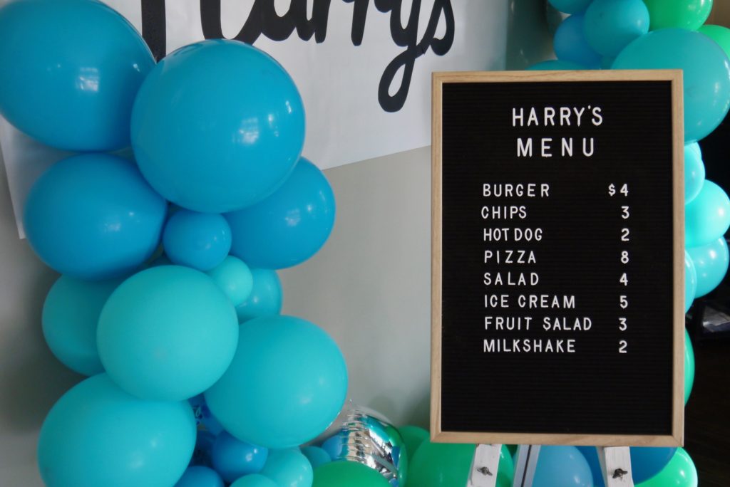 Harry's chef and cooking 4th birthday party - menu felt board