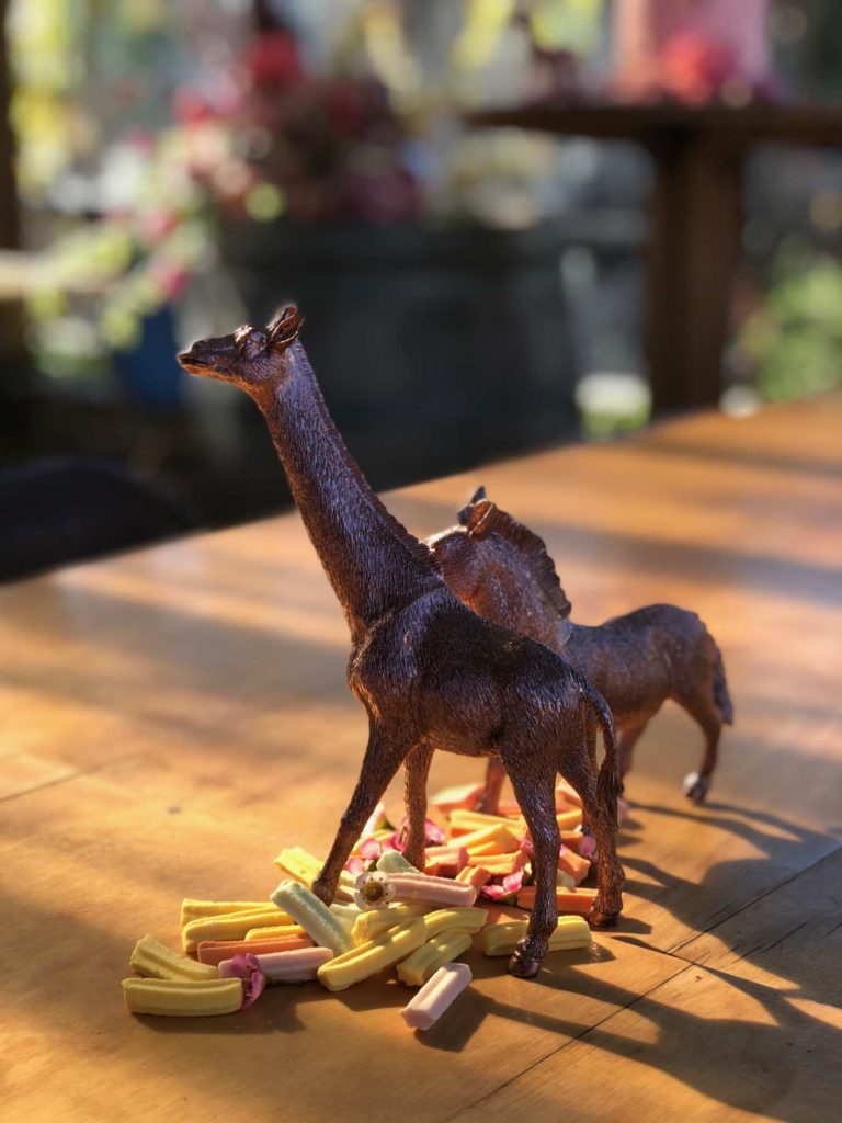 Animal centrepieces for Noah's Ark christening