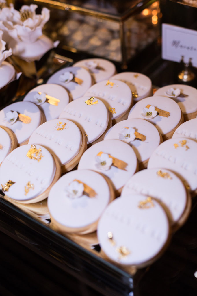 White and Gold Luxe 50th cookies