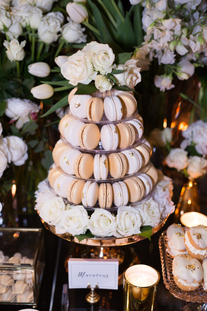 White and Gold Luxe macaron tower