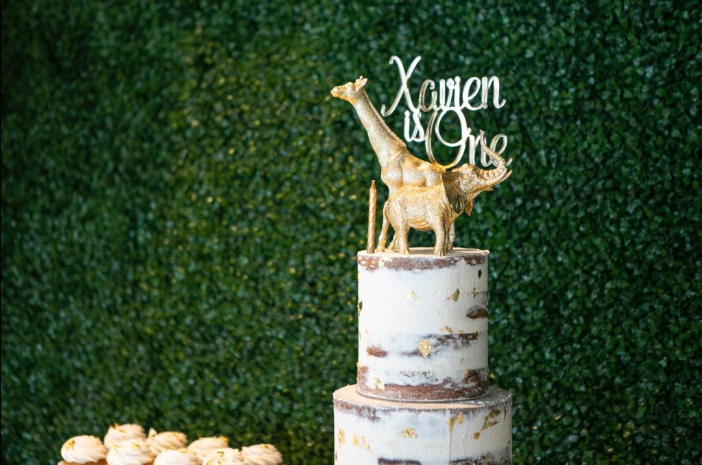 Gold Safari First Birthday Party Cake