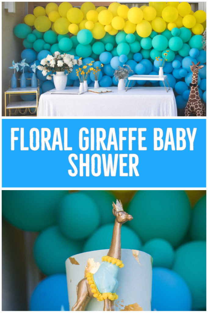 Floral giraffe baby shower