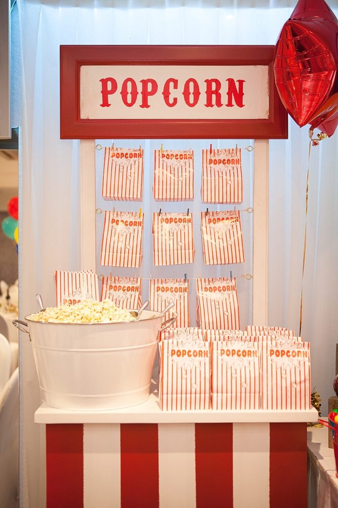 Circus-themed baptism and dessert bar