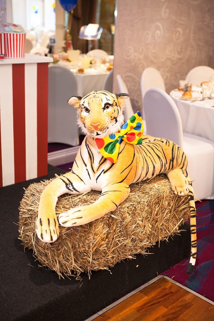 Circus-themed baptism and dessert bar