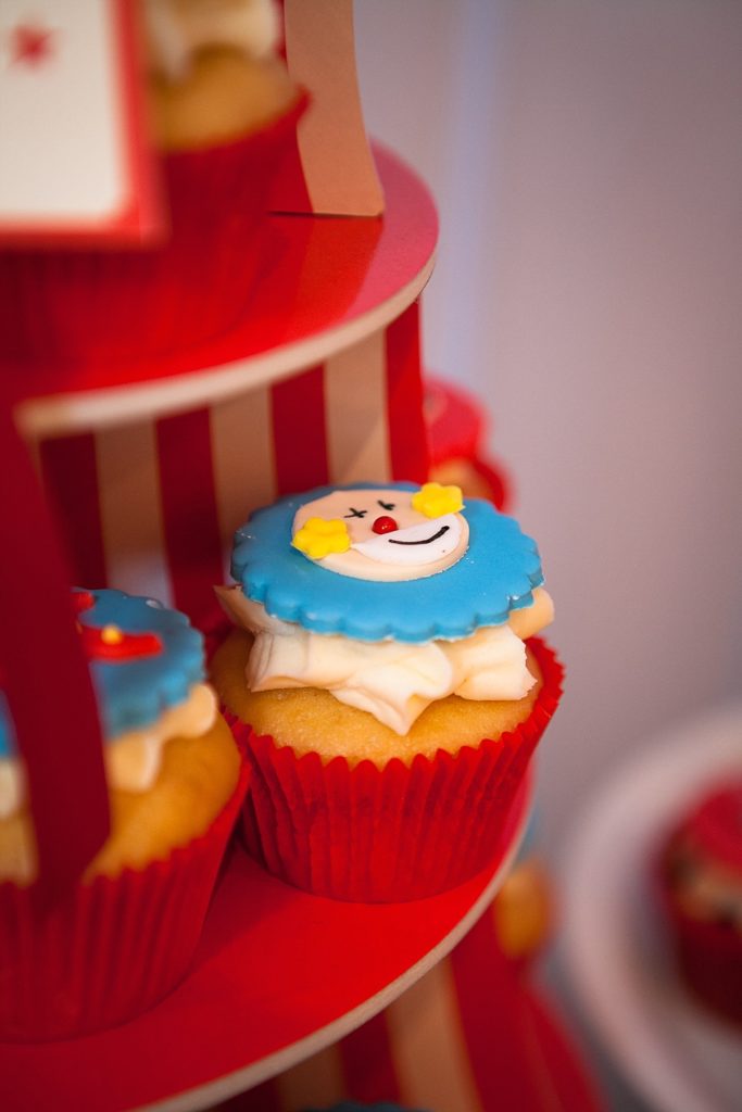 Circus-themed baptism and dessert bar