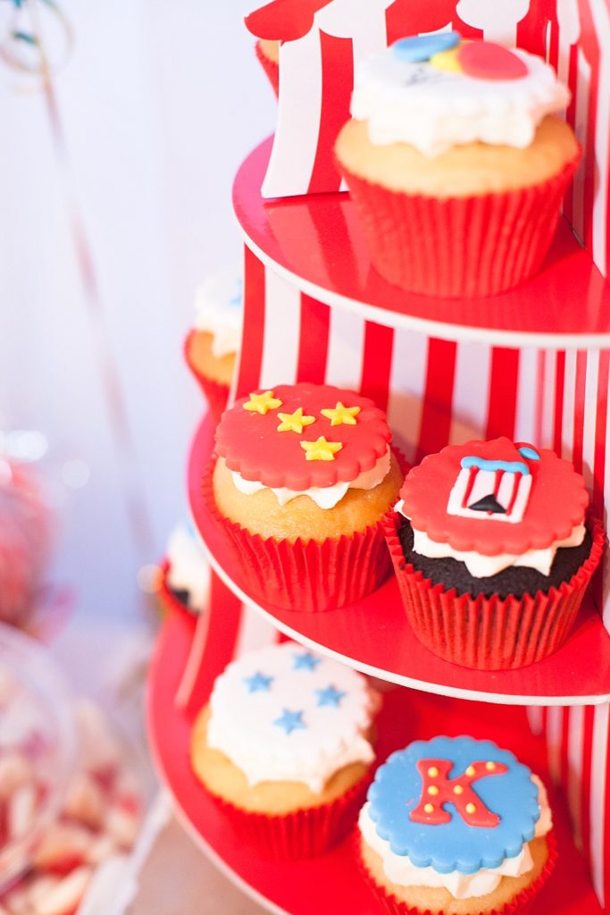 Circus-themed baptism and dessert bar