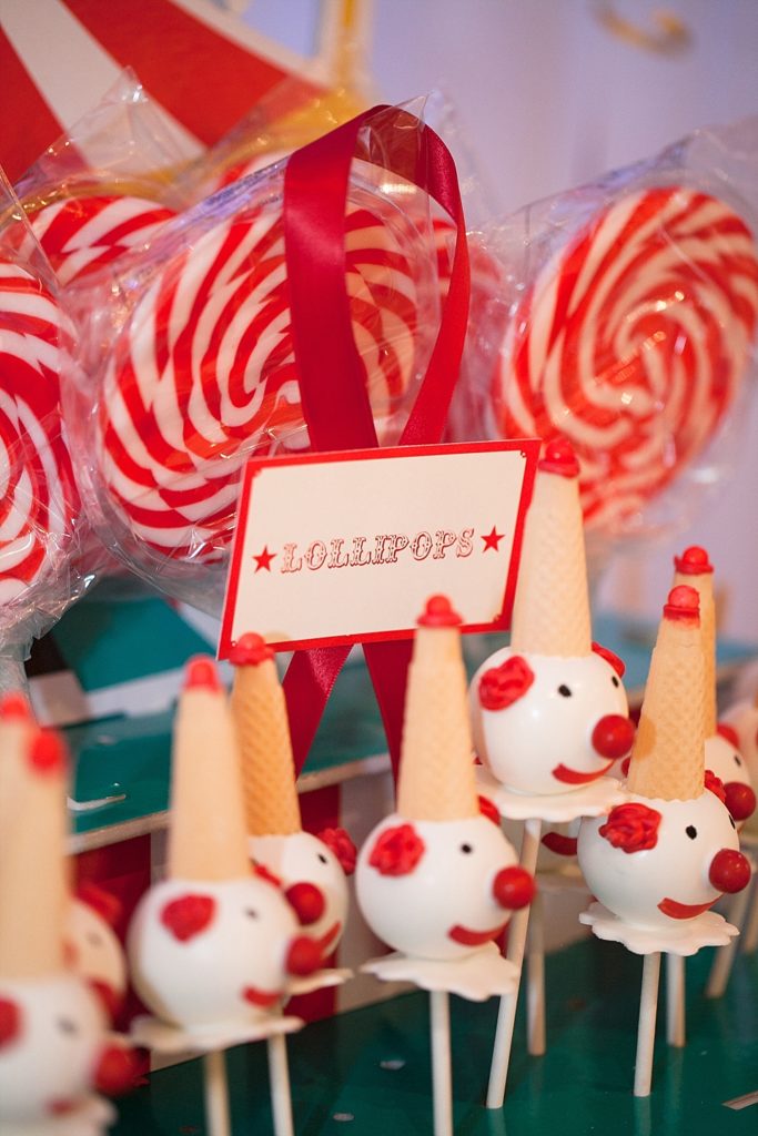 Circus-themed baptism and dessert bar