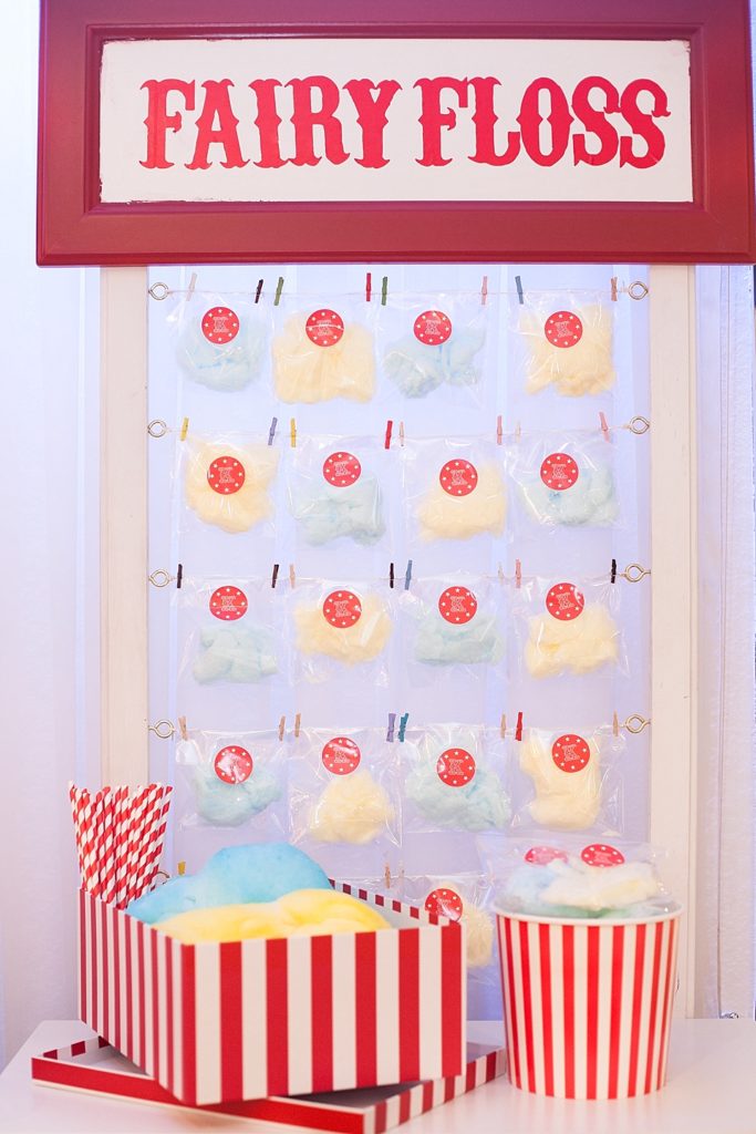 Circus-themed baptism and dessert bar