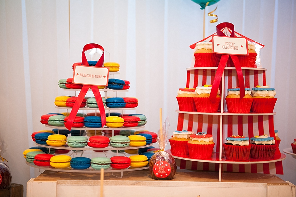 Circus-themed baptism and dessert bar