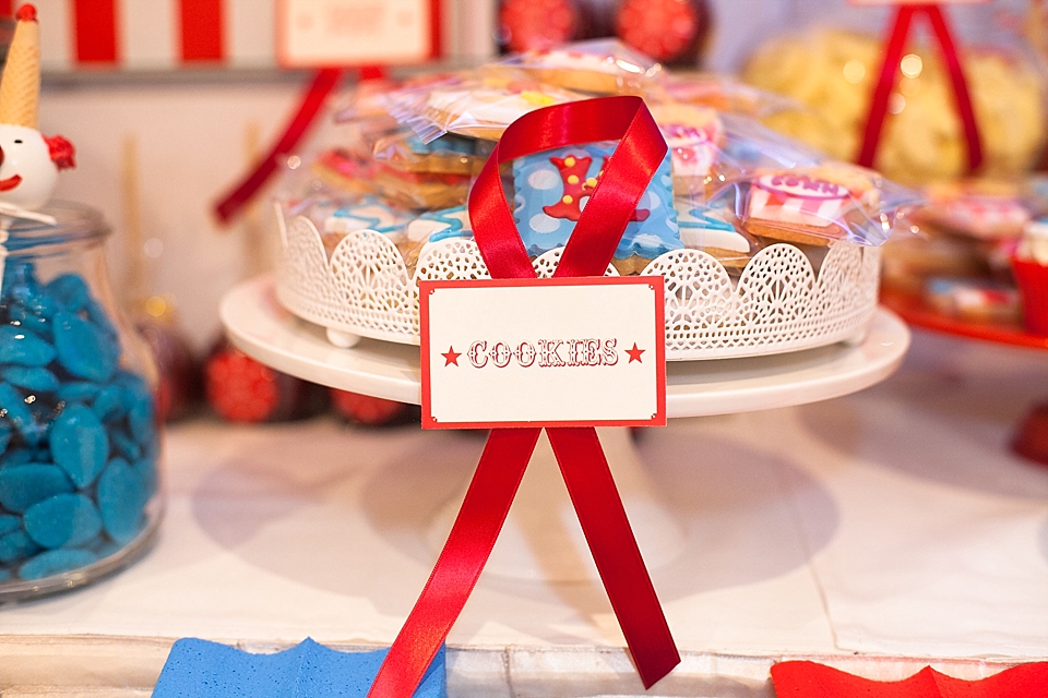 Circus-themed baptism and dessert bar