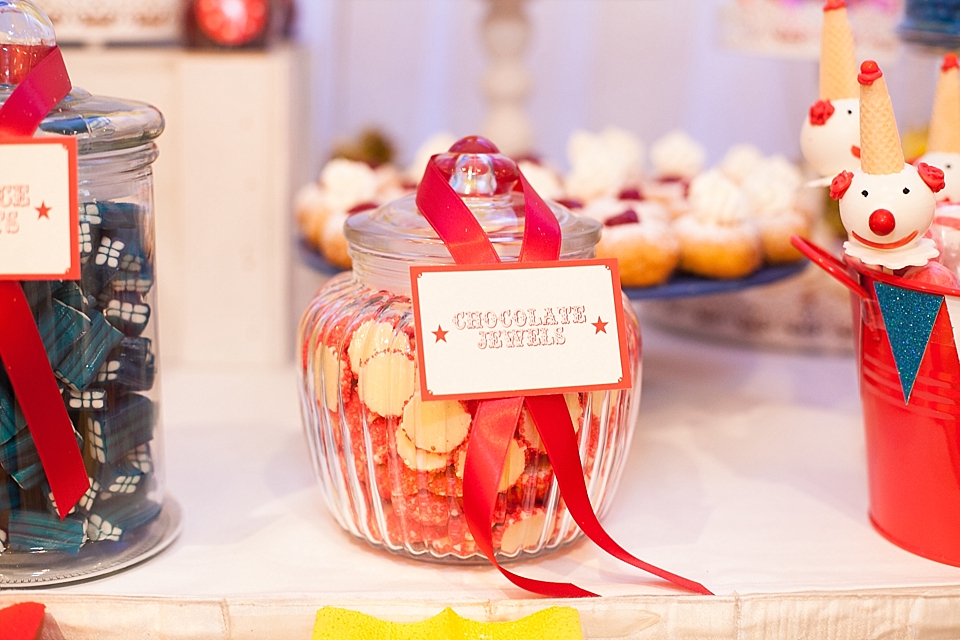 Circus-themed baptism and dessert bar