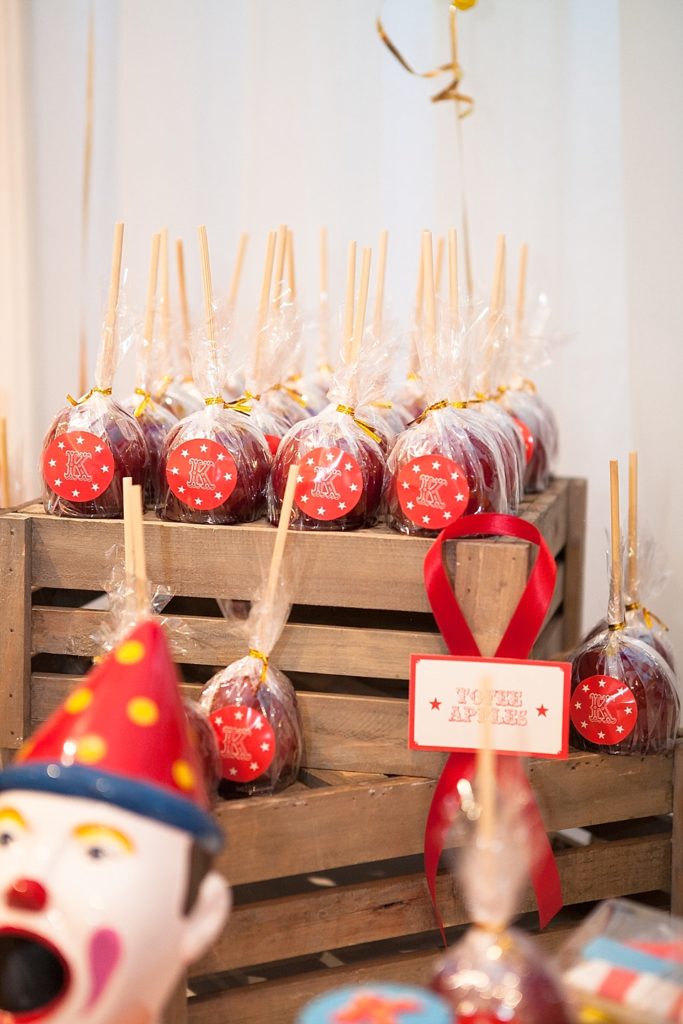 Circus-themed baptism and dessert bar