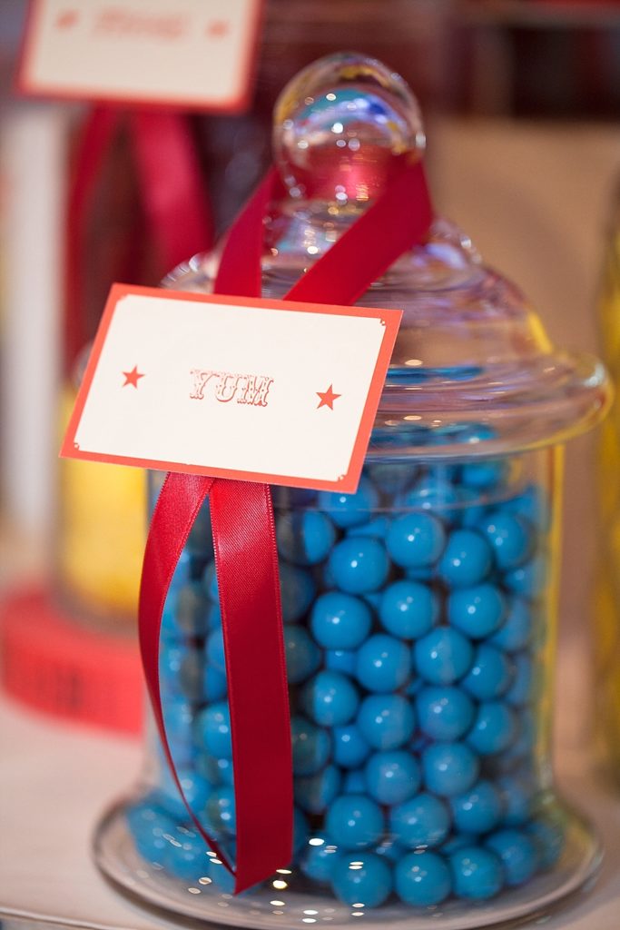 Circus-themed baptism and dessert bar