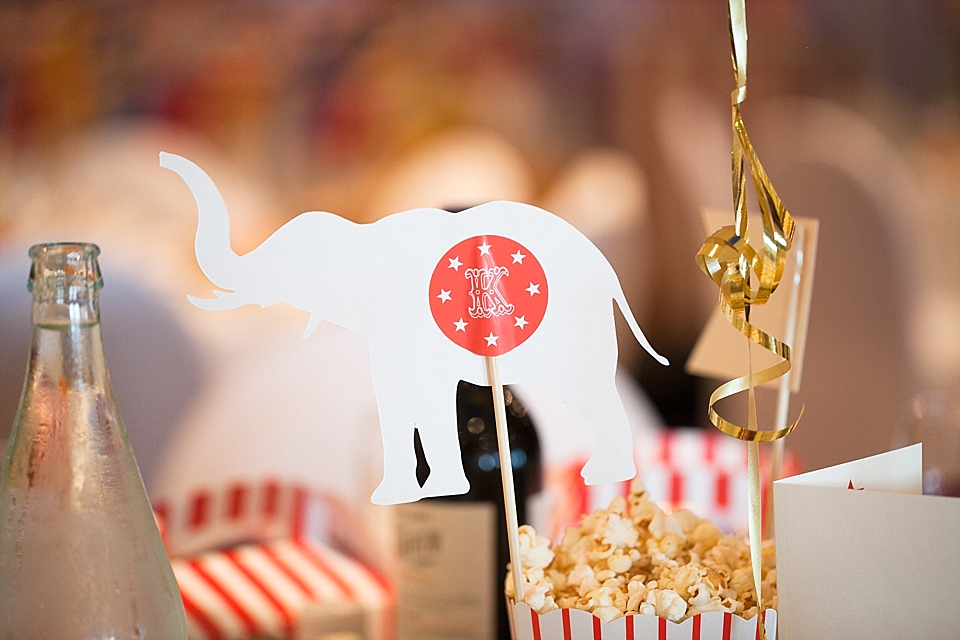 Circus-themed baptism and dessert bar