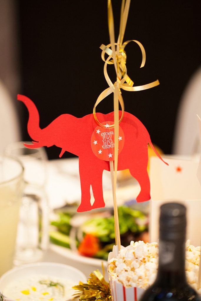 Circus-themed baptism and dessert bar