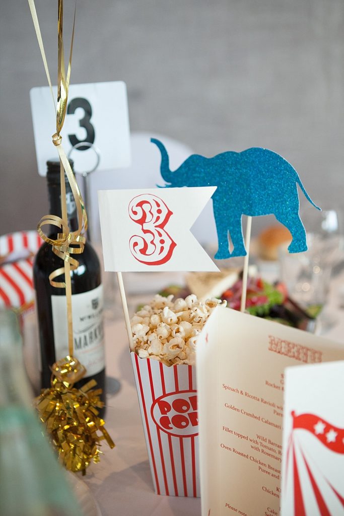 Circus-themed baptism and dessert bar