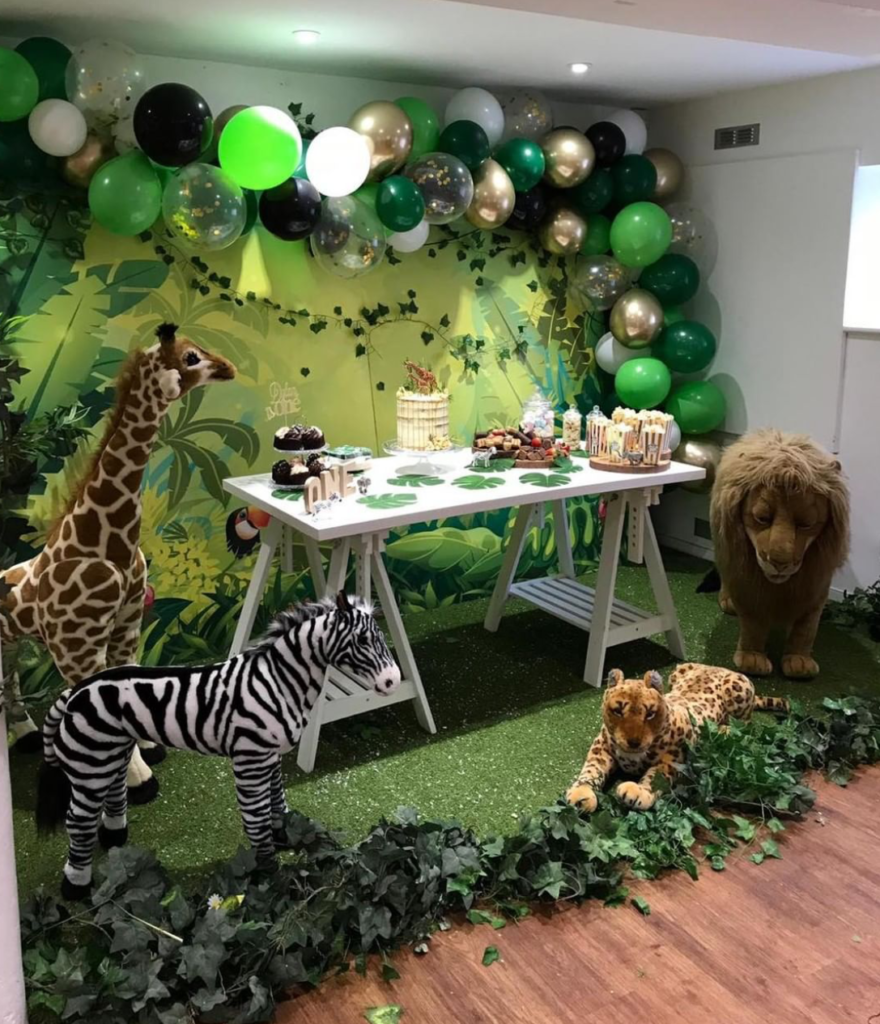 , Green and gold jungle 1st birthday