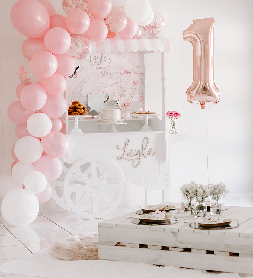 blush and white swan party, A blush and white swan party