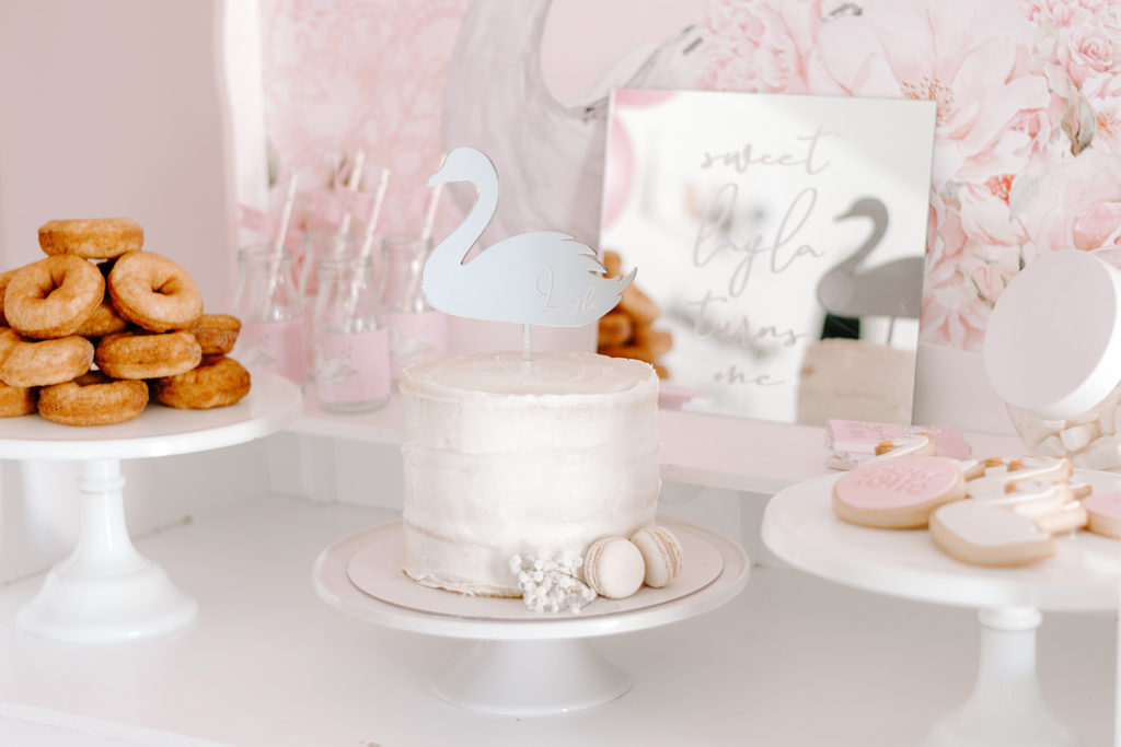 A blush and white swan party