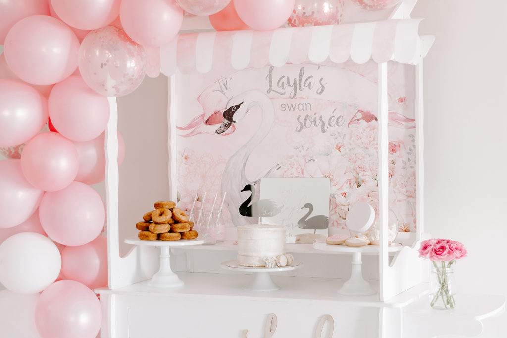 blush and white swan party, A blush and white swan party