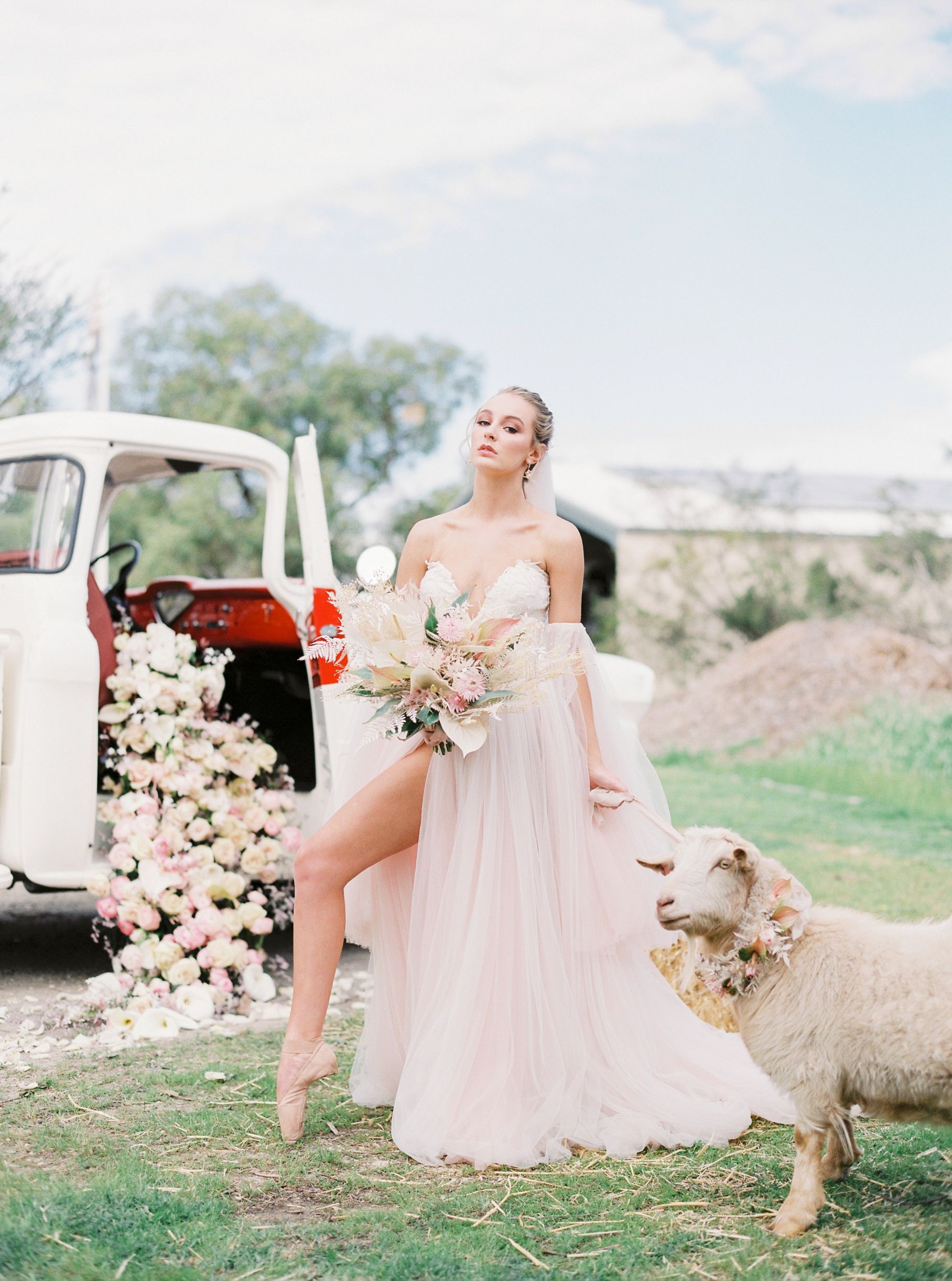 A floral ballerina bridal shoot
