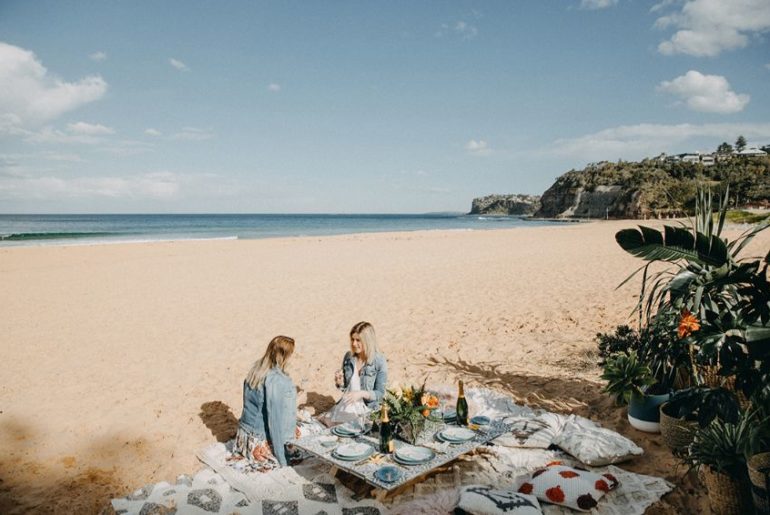 , A botanical beach side bridal shower