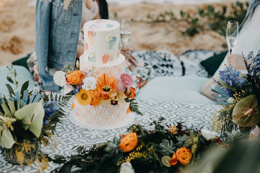 , A botanical beach side bridal shower