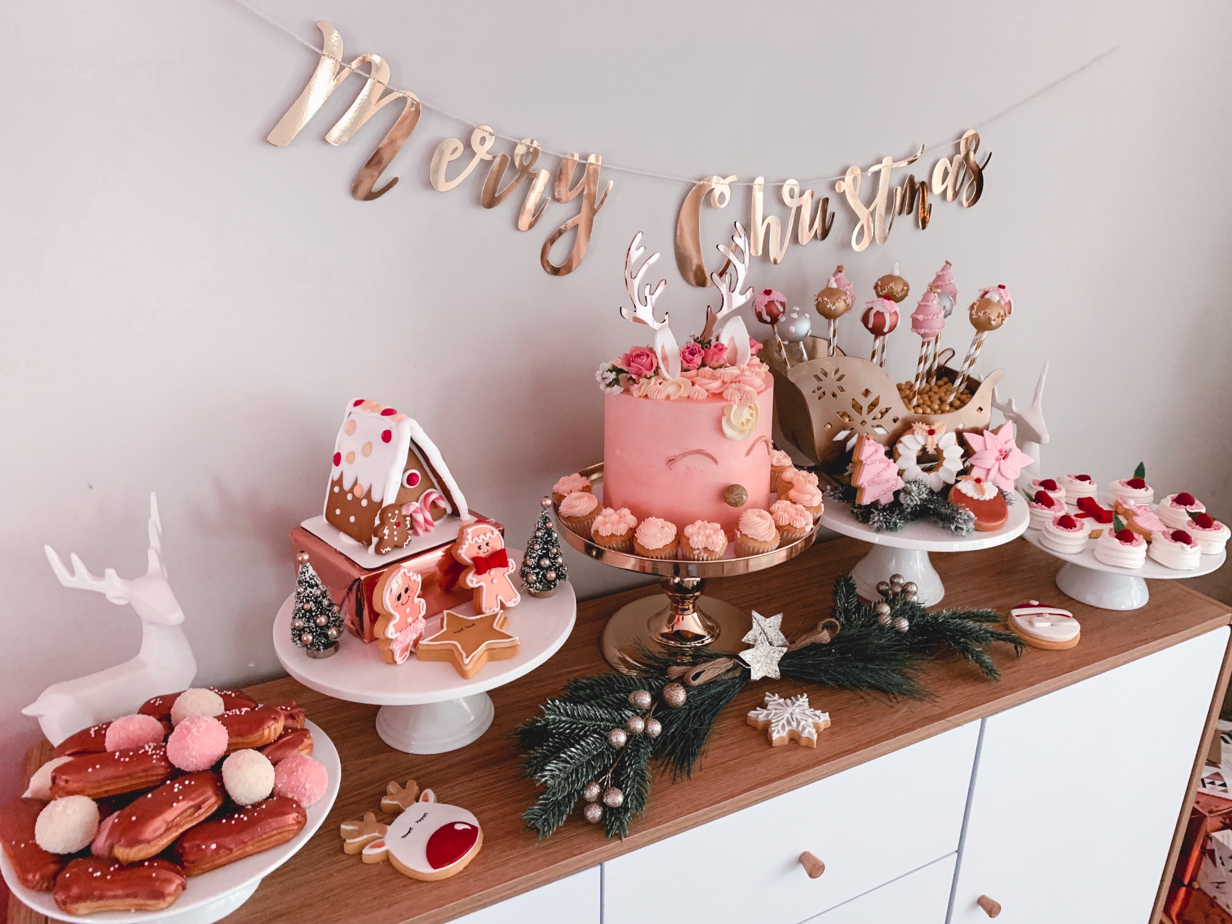 Modern rose gold Christmas party