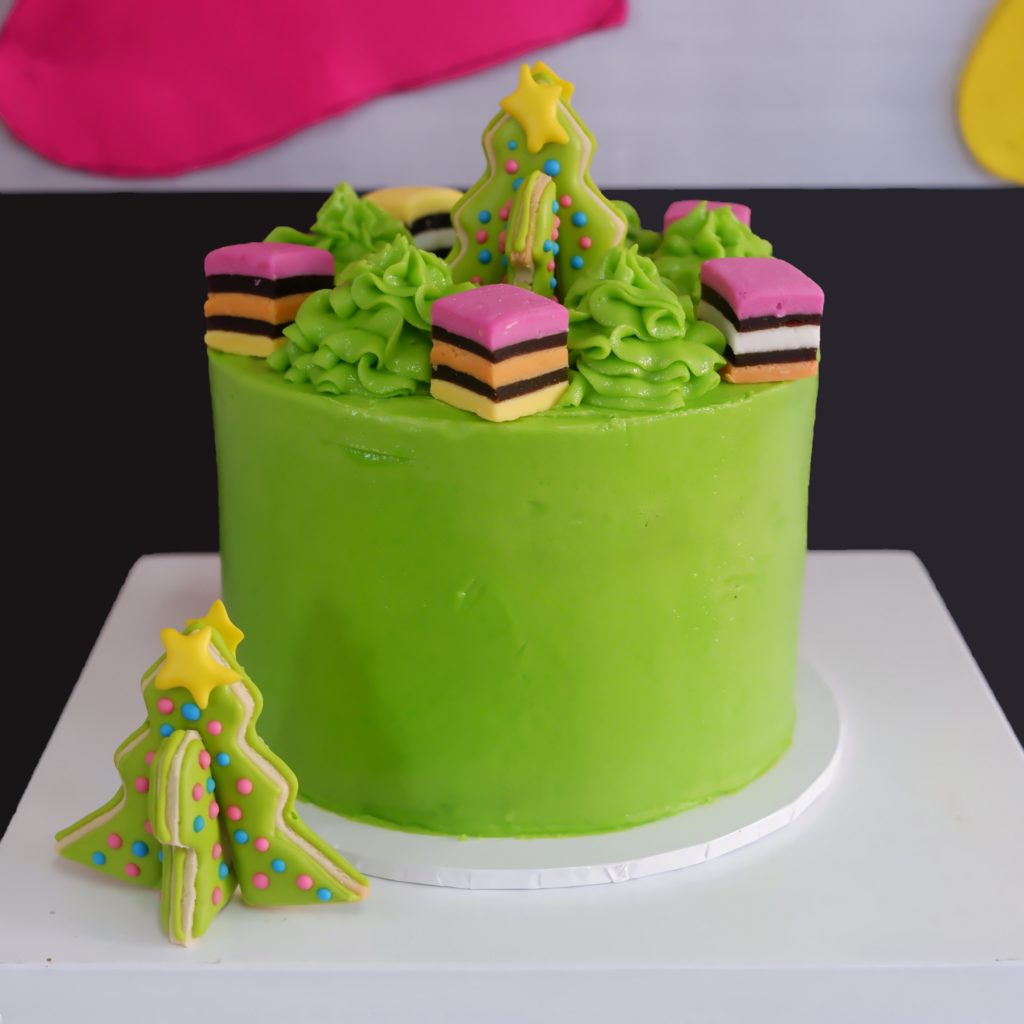 Neon green Christmas cake