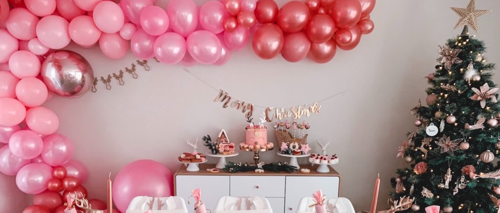 rose gold Christmas party, A modern rose gold Christmas party