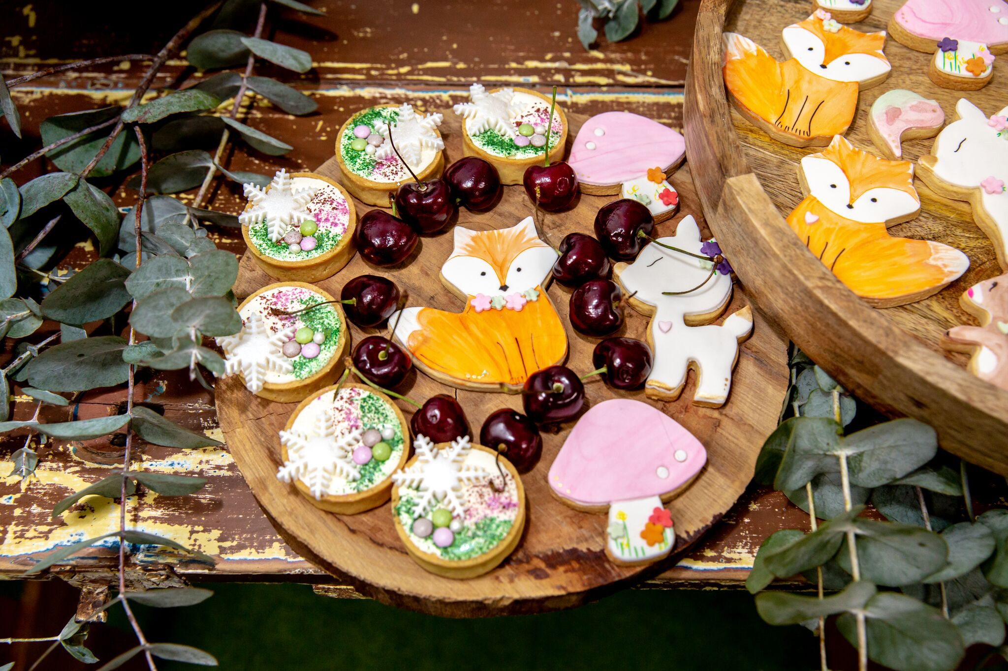 Dessert platter for a winter woodland party