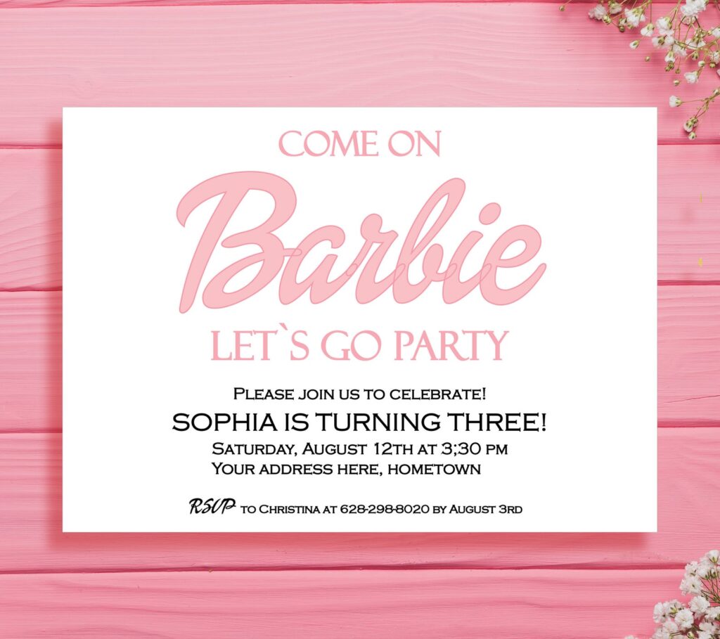 Barbie party invitation