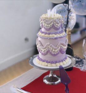 Purple vintage piped cake