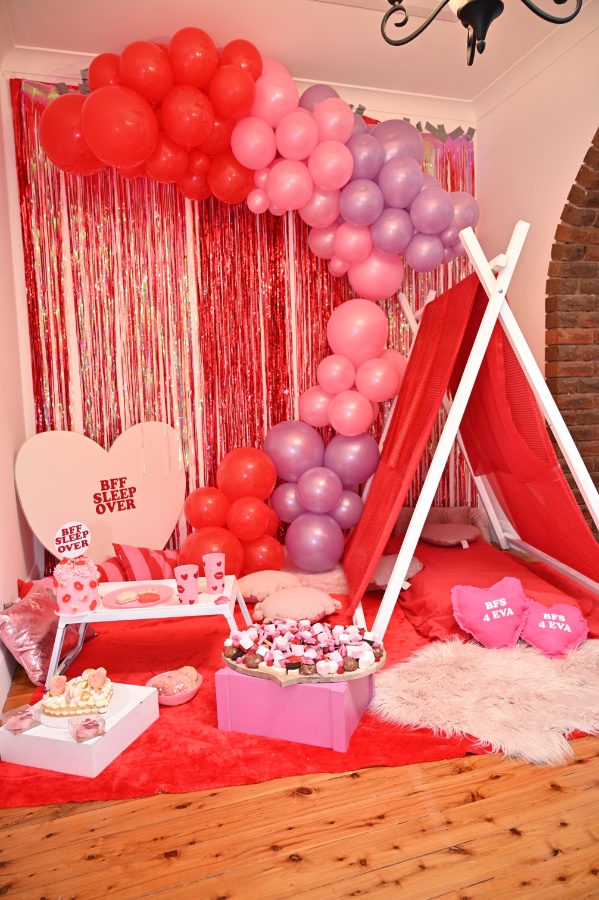 BBF sleepover for Valentine's Day party