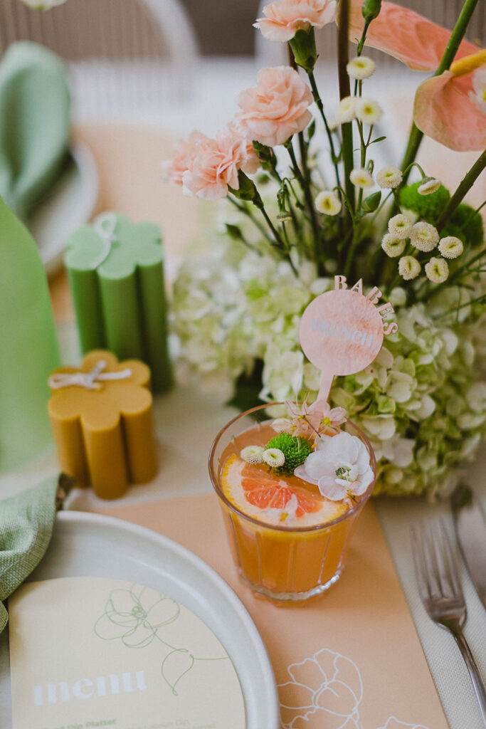 , Feminine and fun green and coral bridal shower