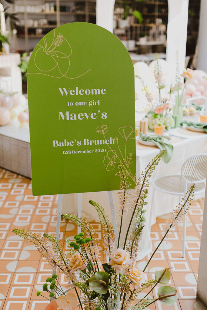 , Feminine and fun green and coral bridal shower