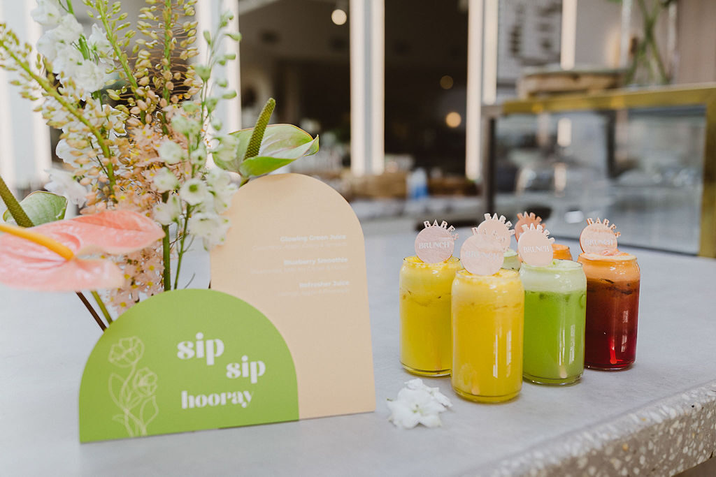 , Feminine and fun green and coral bridal shower