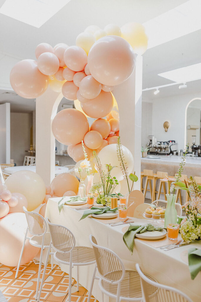 , Feminine and fun green and coral bridal shower