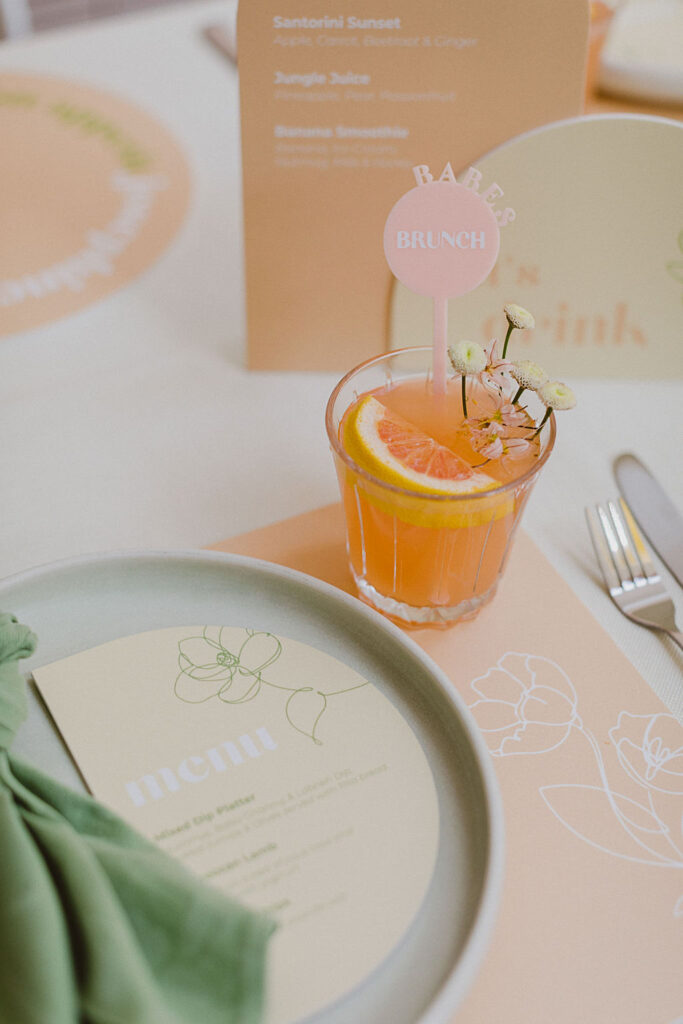 , Feminine and fun green and coral bridal shower