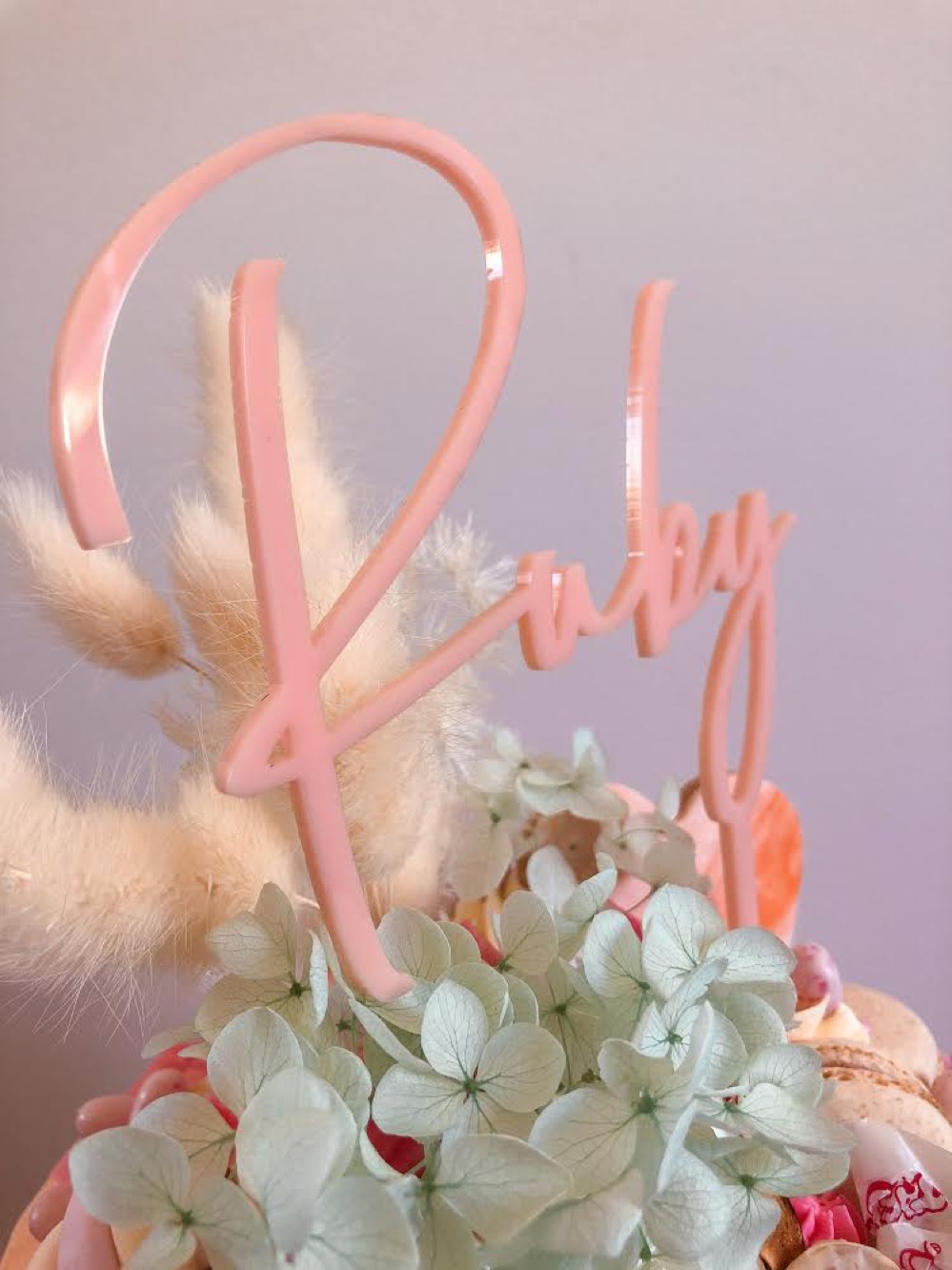 Pink & Peach Name Cake Topper