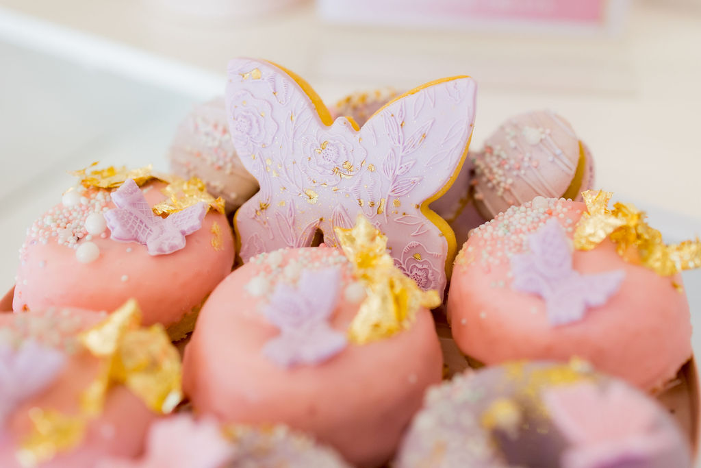 purple and pastel pink butterfly party, Mustard, purple and pastel pink butterfly party