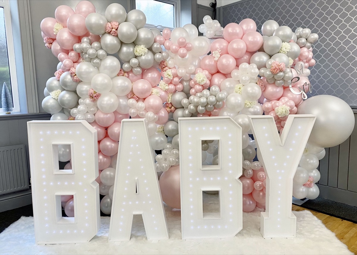 Pink and store silver baby shower