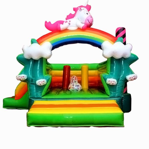 Rainbow unicorn jumping castle from Bounce O Rama